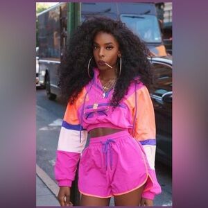 Stylish Pink and Orange Women's Two-Piece Set